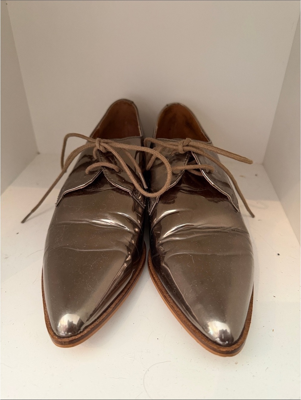Shellys London Metallic Brown Pointed Oxfords Shoes EU 40 US Men 7 Women 9